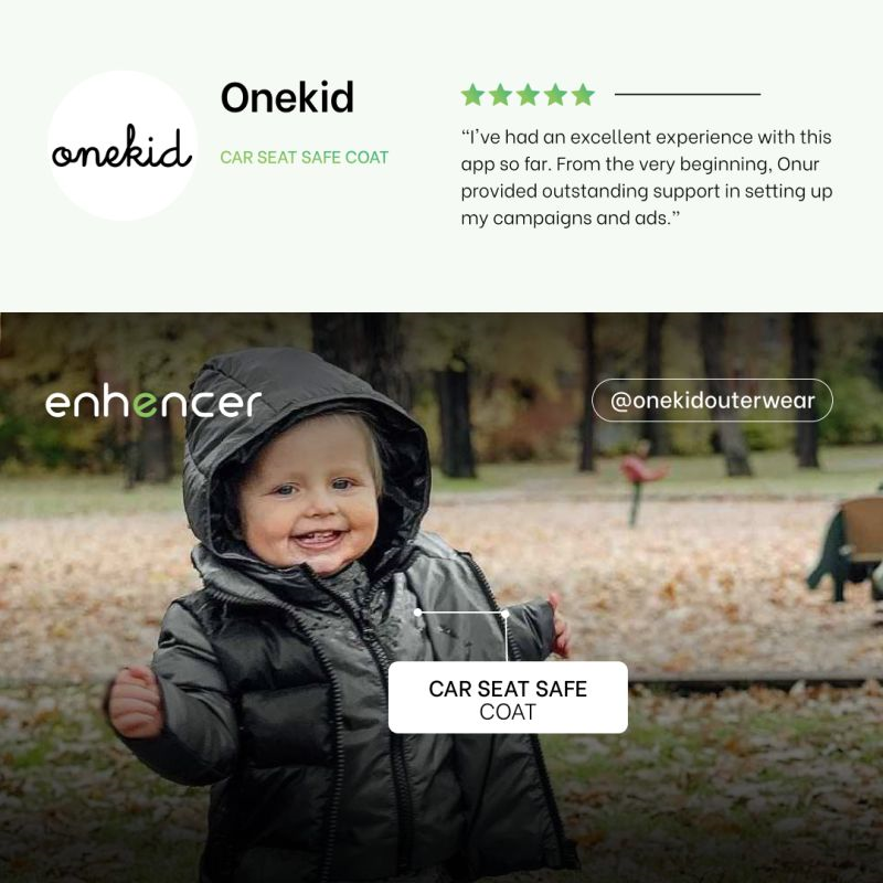 Enhencer AI Ads customer review showcasing the power of personalized AI advertising for e-commerce businesses. Ideal for Shopify stores and online retailers looking for targeted ad strategies.