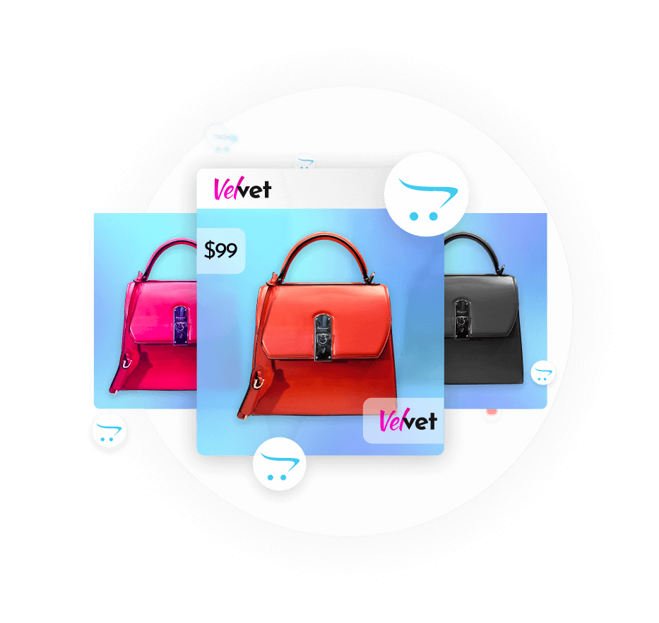 Opencart catalog displaying bag models, symbolizing instant transformation into winning ads.