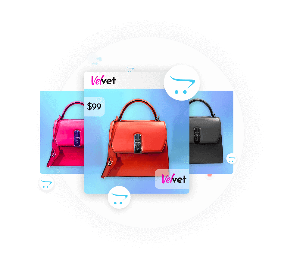 Opencart catalog displaying bag models, symbolizing instant transformation into winning ads.