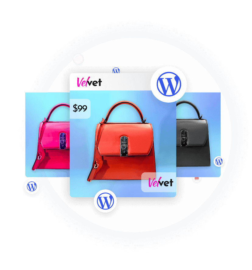 Wordpress catalog displaying modern bag models, symbolizing instant transformation into winning ads.