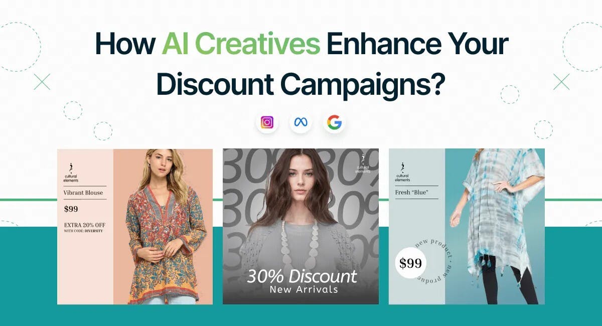 AI-powered ready product catalog for Shopify e-commerce stores. Features vibrant blouse and discount code. This visually appealing ad is perfect for Facebook advertising campaigns.