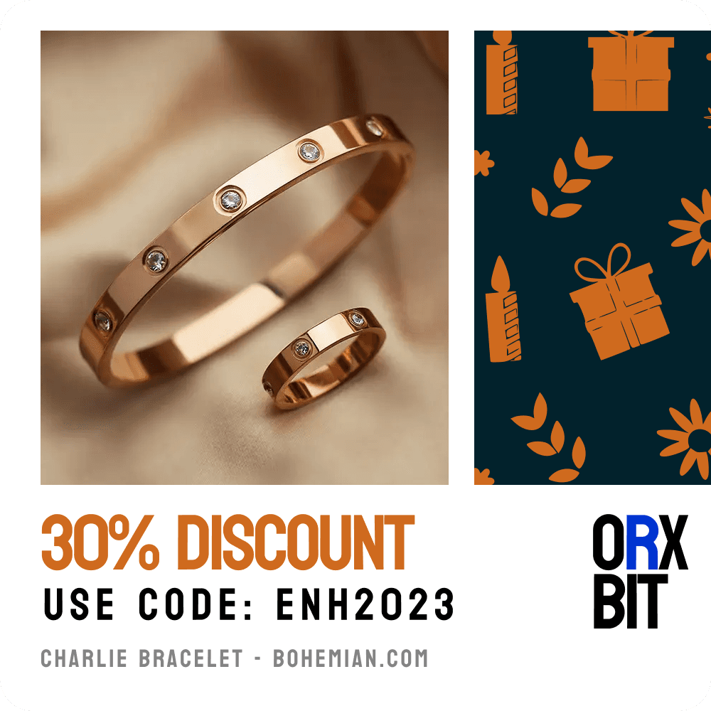 An image featuring two gold rings, one large and one small, promoting a Black Friday sale with discounts. The ad is designed for Facebook Ads, highlighting a product catalog for Shopify and e-commerce. The modern design incorporates elements of AI Ad Creatives for online sales.