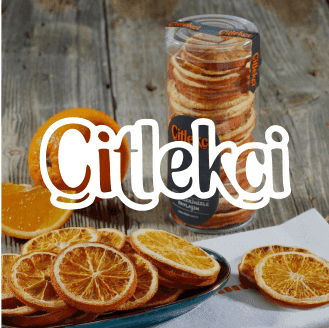 Artistic display of dried orange slices with Çitlekçi text, featuring a rustic product ad template enhanced by AI advertising strategies, ideal for captivating audiences on Facebook and Google ad placements.