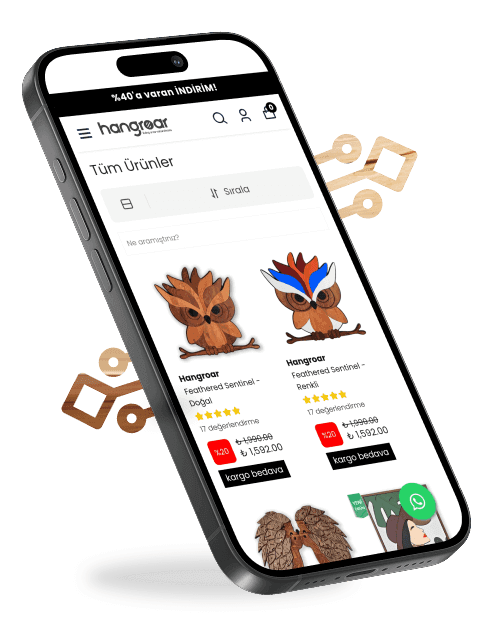 Smartphone displaying Hangroar’s online sales, products, and discounts
