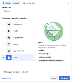 Meta Ads Manager - Create New Campaign