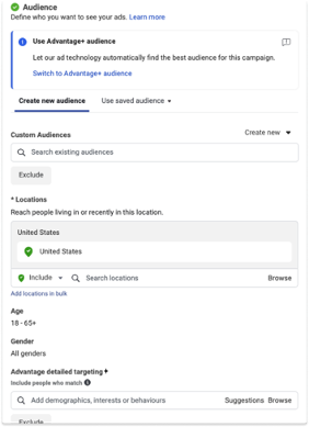 Meta Ads Manager - Audience Settings