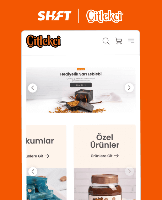 Design showing Çitlekçi’s Turkish delight, roasted chickpeas, and special gift products, symbolizing e-commerce sales growth with AI advertising.