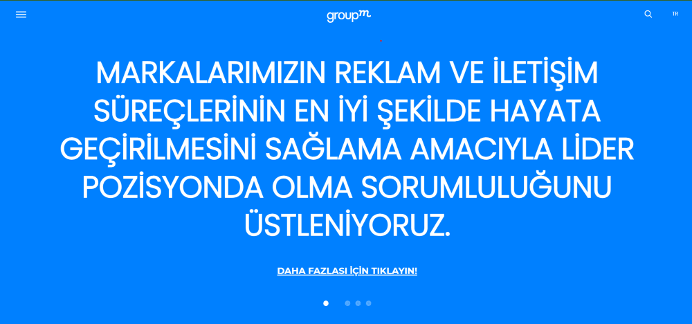 Homepage screenshot of Group M digital performance marketing agency website