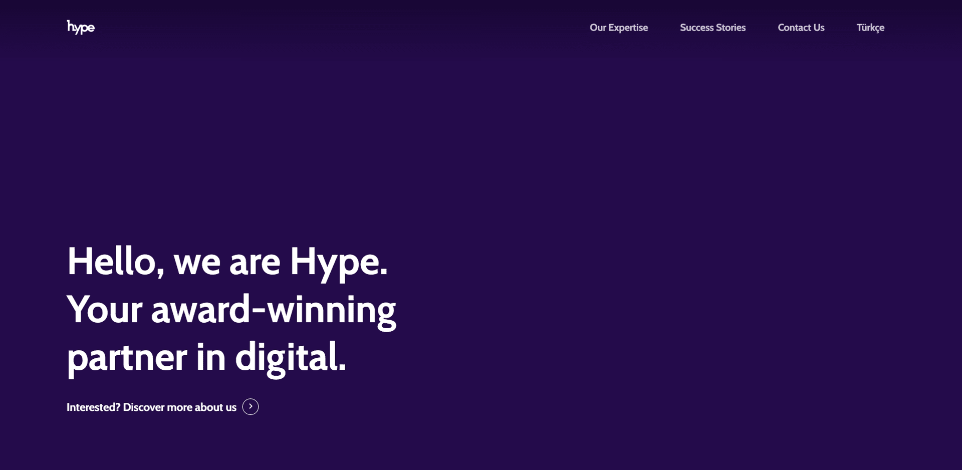 Homepage screenshot of Hype digital performance marketing agency website