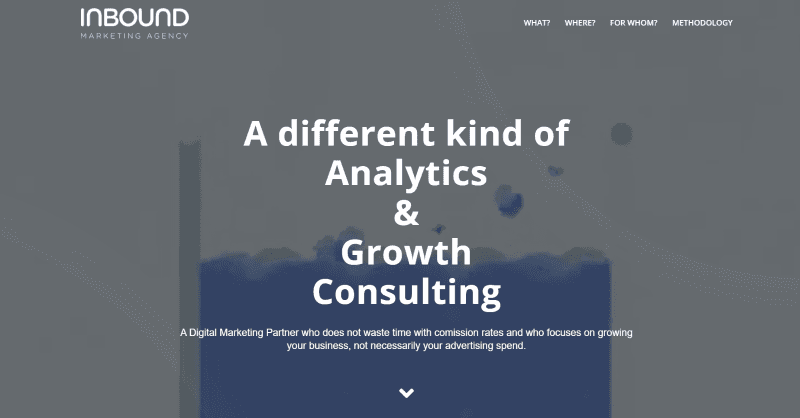 Homepage screenshot of Inbound digital performance marketing agency website