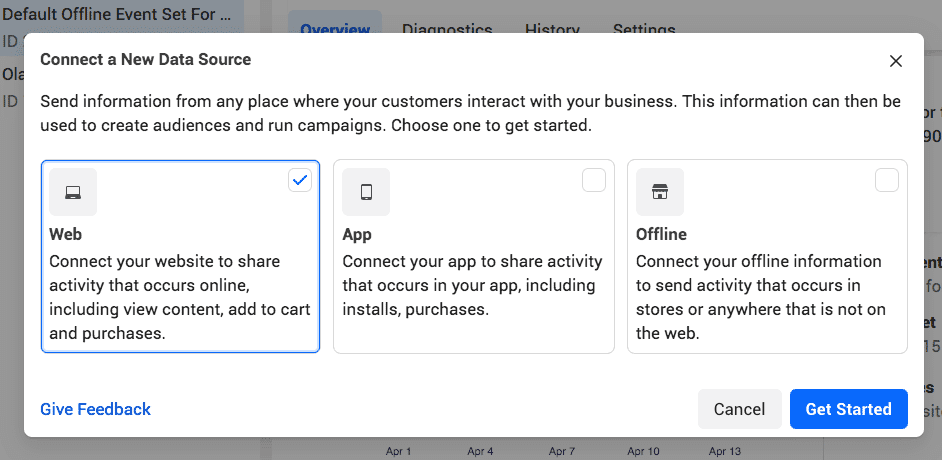 Create a facebook pixel