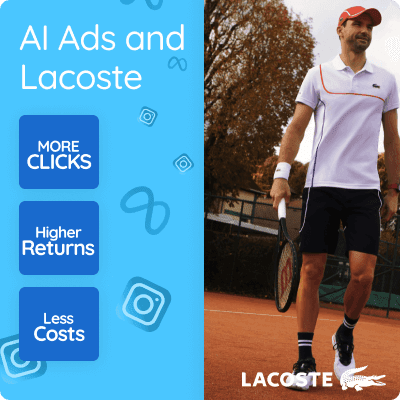Graphic showing improvement of lacoste ad strategy with ai ads