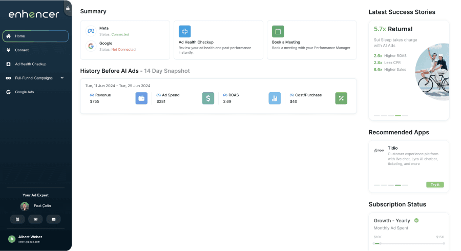 Streamlined and simplified platform for Facebook and Google ad campaign management for Shopify stores