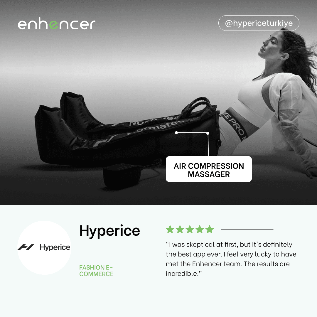 Enhencer review by Hyperice, a fashionbrand using AI for advertising