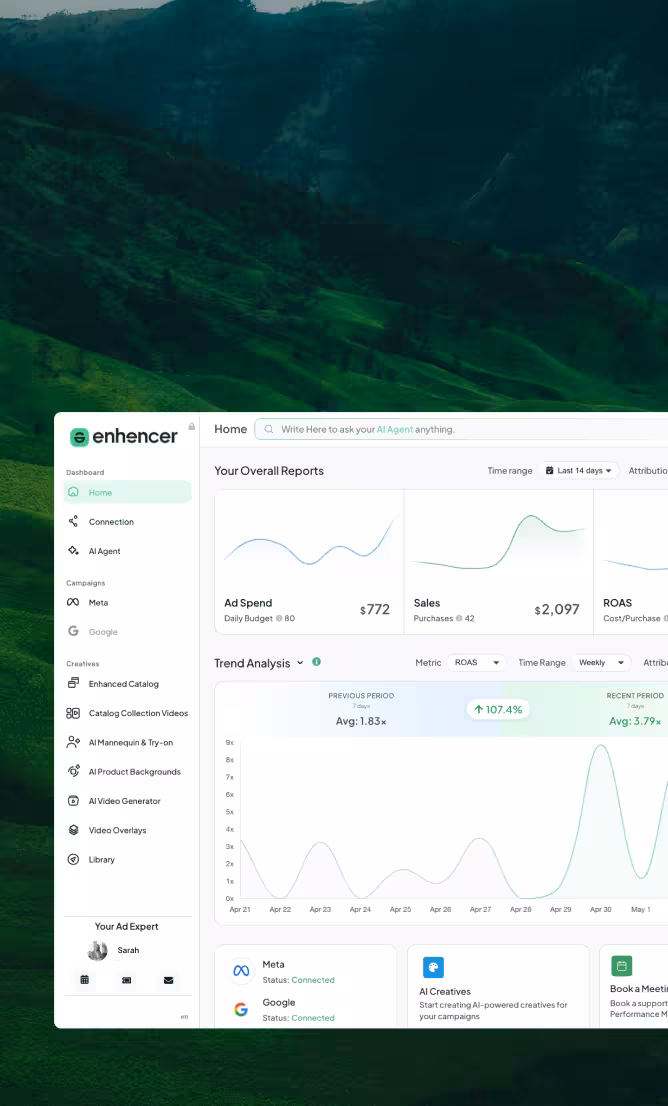 Enhencer dashboard — overall reports and trend analysis